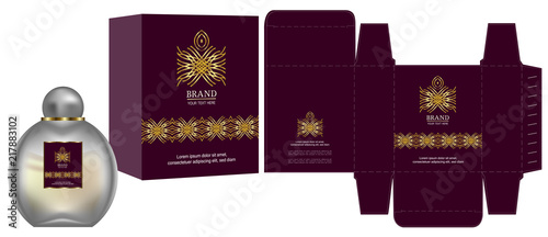 Packaging design, Label on cosmetic container with luxury box template and mockup box. vector illustration.