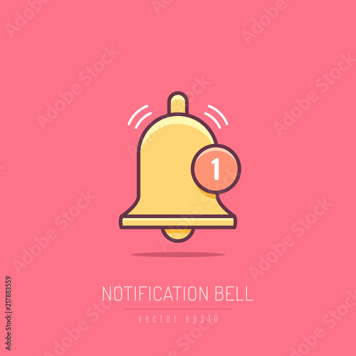 Notification bell mono line art vector icon illustration
