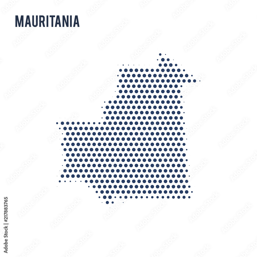 Fototapeta premium Dotted map of Mauritania isolated on white background.