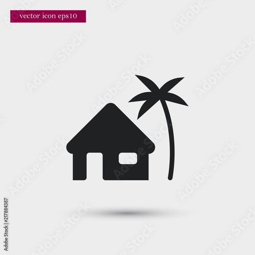 Palm tree and house icon. Simple travel element illustration. Holiday symbol design from summer collection. Can be used in web and mobile.