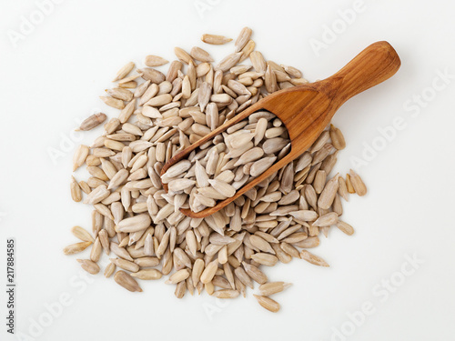 Sunflower seeds on white background