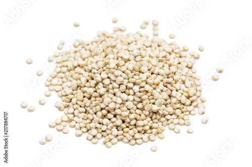 Small pile og quinoa seeds isolated on white background