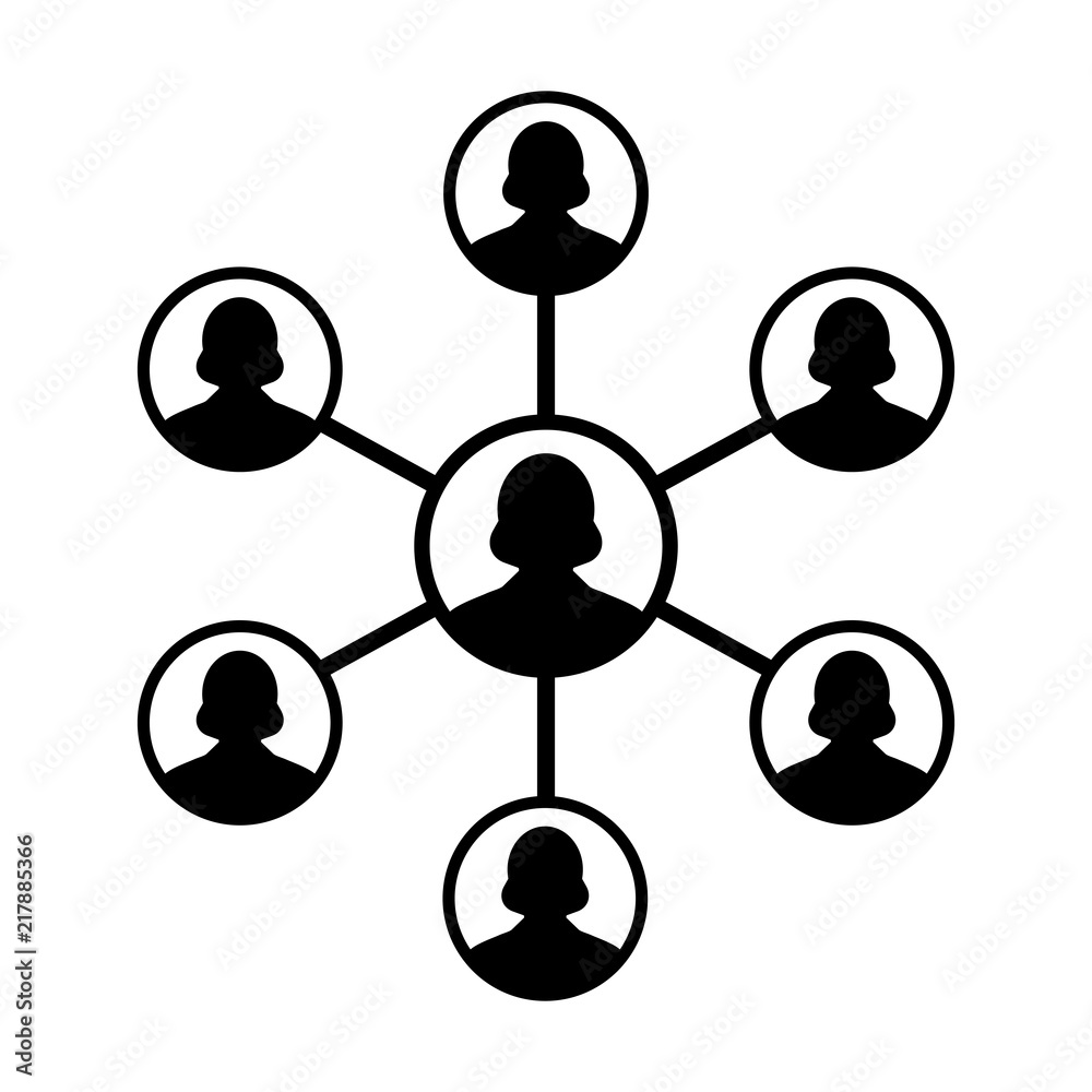 Connection icon vector female group of persons symbol avatar for business management team network in flat color glyph pictogram illustration