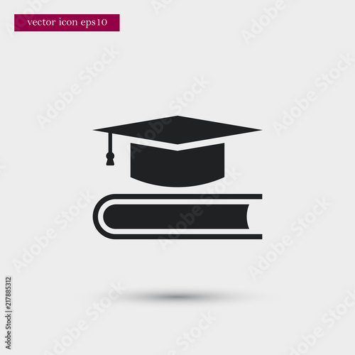 Graduation cap icon. Simple book element illustration. Vector symbol design from education collection. Can be used in web and mobile.
