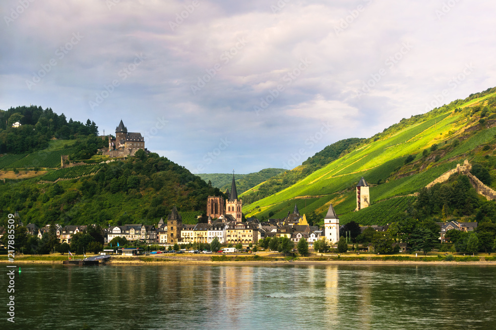 Old medieval town along the Rhine river in Germany