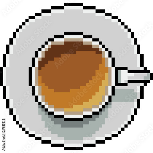 vector pixel art coffee cup top