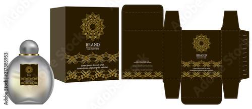 Packaging design, Label on cosmetic container with luxury box template and mockup box. vector illustration.