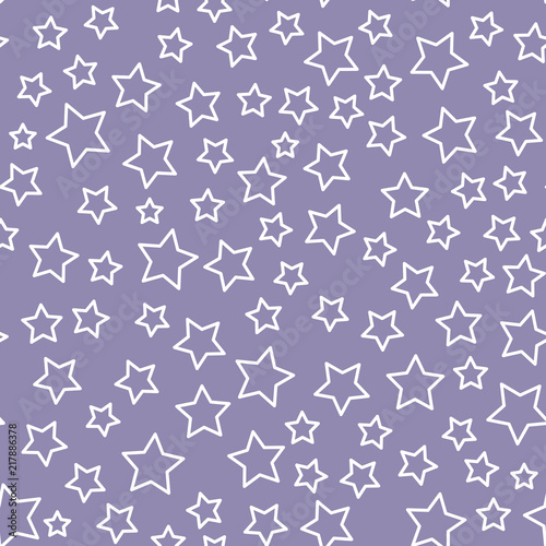 Vector line star seamless pattern Isolated on purple background.
