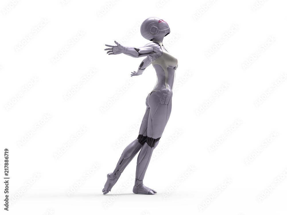 Robotic Cyber Woman is posing 3D Rendering Robotic Cyber Woman is posing 3D Rendering