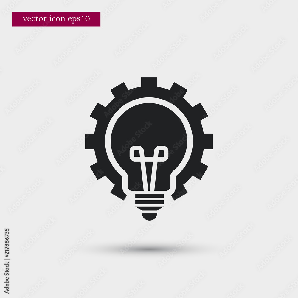 Bulb with gear icon. Simple idea element illustration. Vector symbol design from education collection. Can be used in web and mobile. Bulb with gear icon. Simple idea element illustration. Vector symbol design from education collection. Can be used in web and mobile.