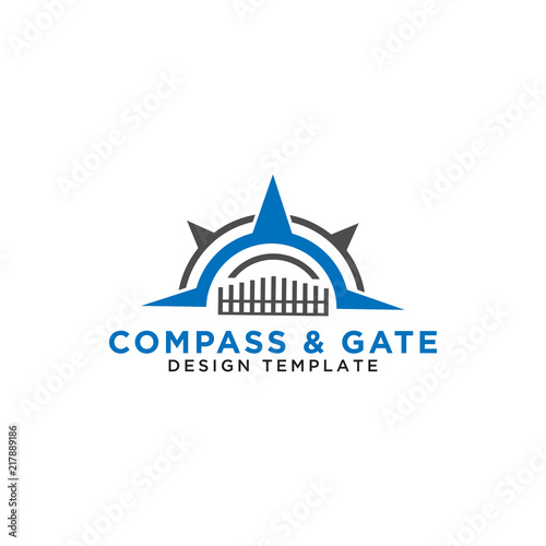 Compass and gate logo design template vector