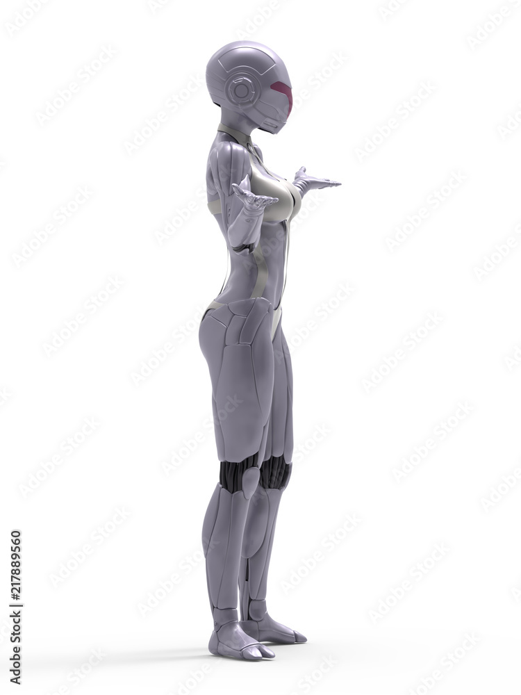 Robotic Cyber Woman is arguing 3D Rendering