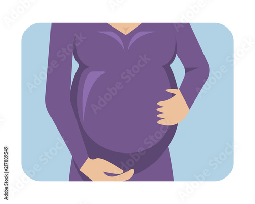 Vector illustration of a stomach of the pregnant woman.