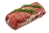 piece of raw meat with rosemary