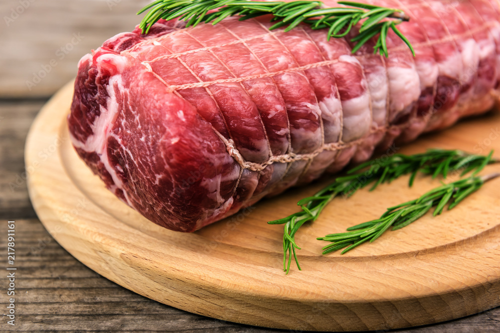 raw delicious meat with rosemary