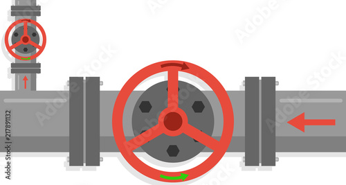 Stop valves. Large valve shut-off valves. Flat design, vector illustration, vector.