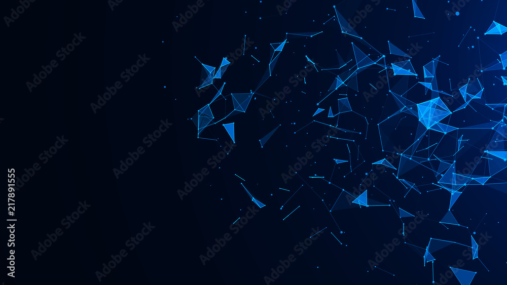 Abstract digital background. Plexus effect. Network connection structure. Science background. 3D rendering.