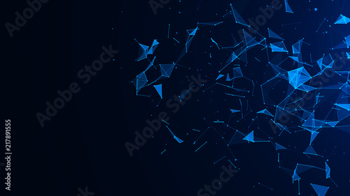 Abstract digital background. Plexus effect. Network connection structure. Science background. 3D rendering.