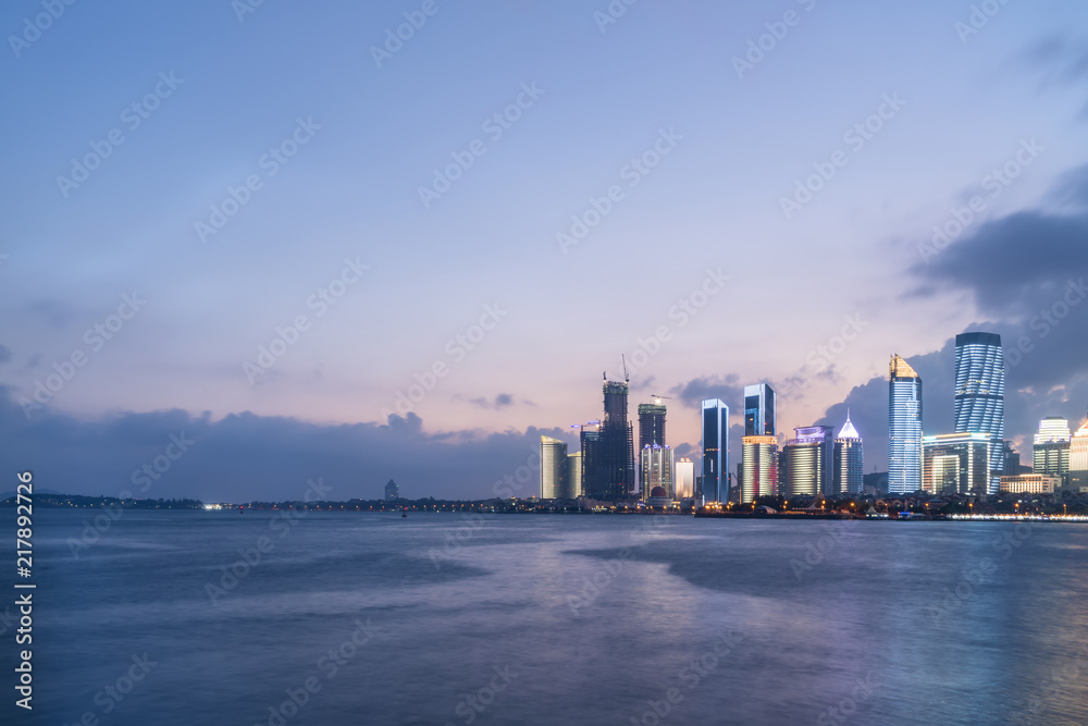 Night view of Modern Architecture City in Qingdao
