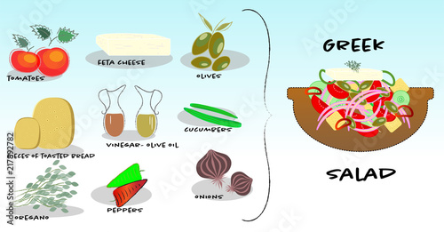 vector art . Vegetables for Greek salad