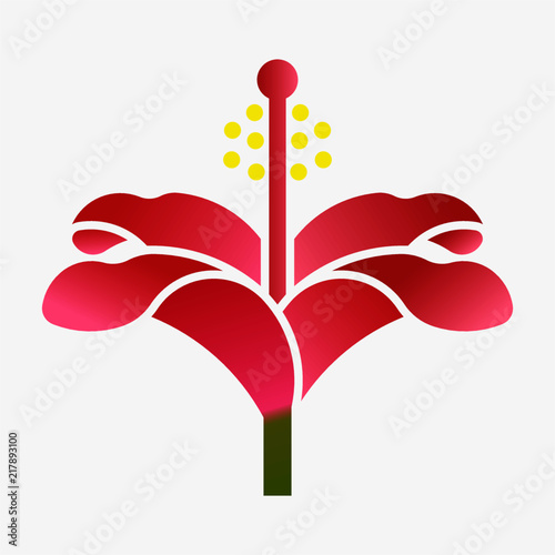 Flat hibiscus flower pixel perfect vector icon
