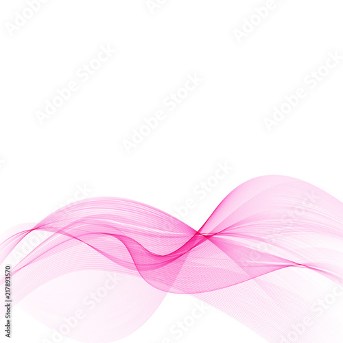 Vector pink abstract decorative wave isolated on white background