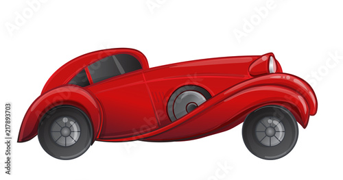 Art deco style red car. Vector illustration. Roaring Twenties. Classic automobile.