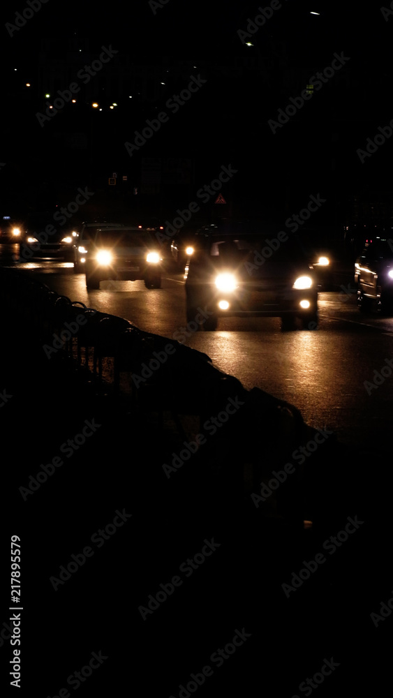 Night Traffic Headlights, copyspace
