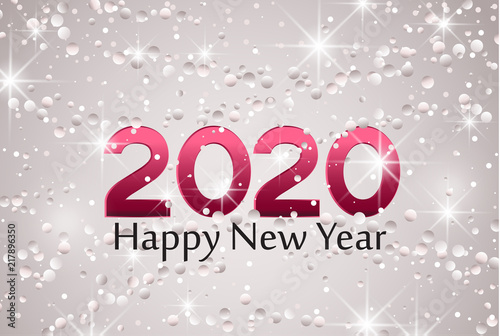 Merry Christmas card, 2020 Happy New Year background. String Lights. Cheerful party and celebration