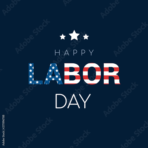 Happy Labor Day Card Vector illustration. Flag of the United States inside world 