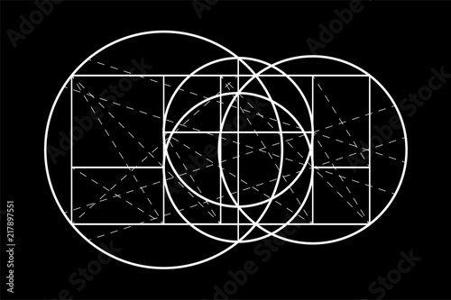 Modulor le Corbusier. Cover template. armonious measure to the human scale universally applicable to architecture and mechanics. Scalable vector illustration. photo