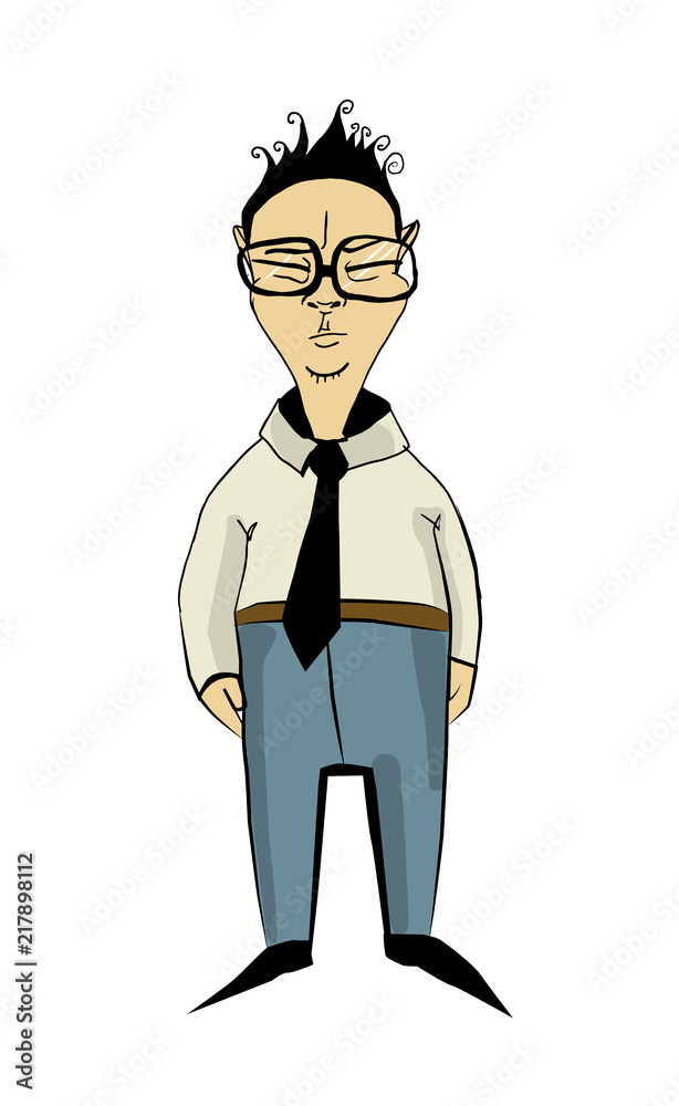 Obraz premium Chinese in office style clothes. Cartoon characters