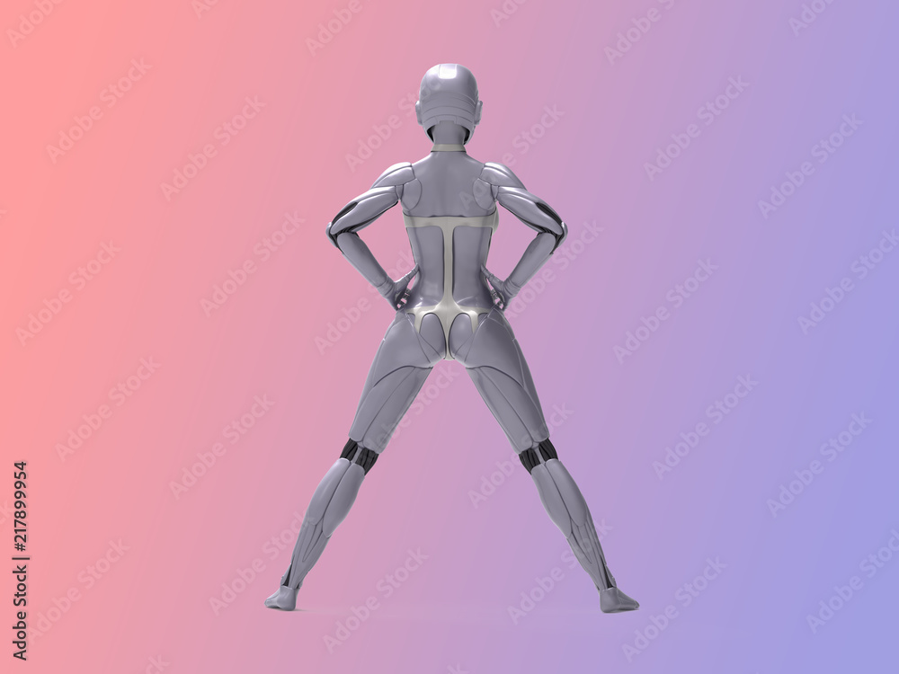 Robotic Cyber Woman is posing 3D Rendering Robotic Cyber Woman is posing 3D Rendering