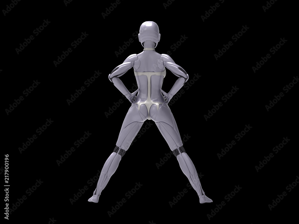 Robotic Cyber Woman is posing 3D Rendering Robotic Cyber Woman is posing 3D Rendering