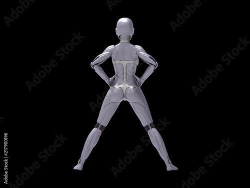 Robotic Cyber Woman is posing 3D Rendering © ThorstenSchmitt