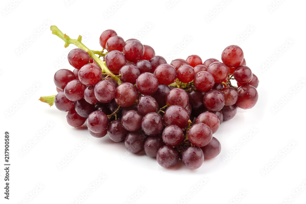 Red grapes isolated on over white background