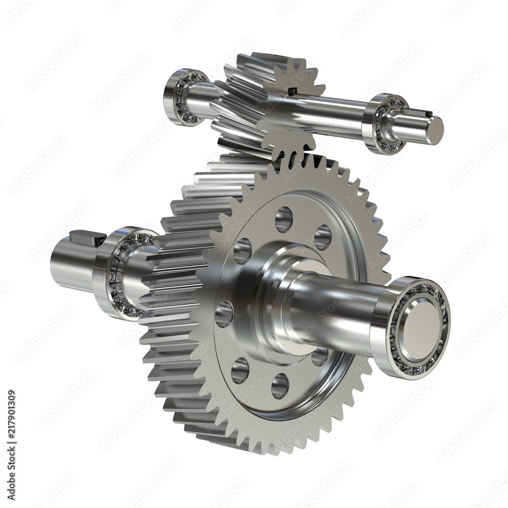 Helical bevel gear. Low-speed gear train. 3D rendering Helical bevel gear. Low-speed gear train. 3D rendering