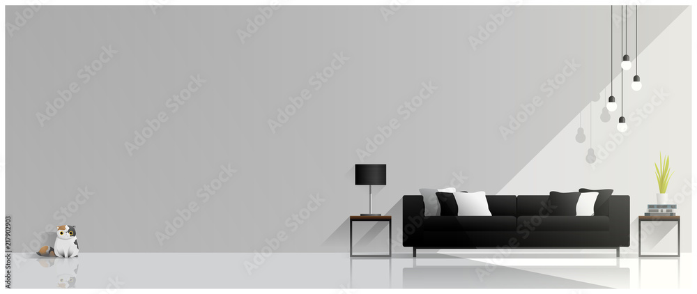 Modern living room design , Interior background , vector , illustration ...