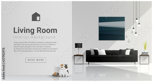 Modern living room design , Interior background , vector , illustration
