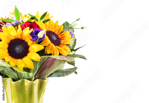 Fototapeta Naklejka Na Ścianę i Meble -  Composition with bouquet of flowers isolated on white