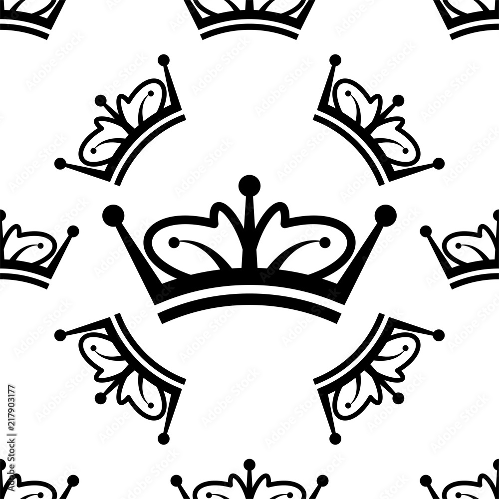 Obraz premium Crown Icon Seamless Pattern, Crown