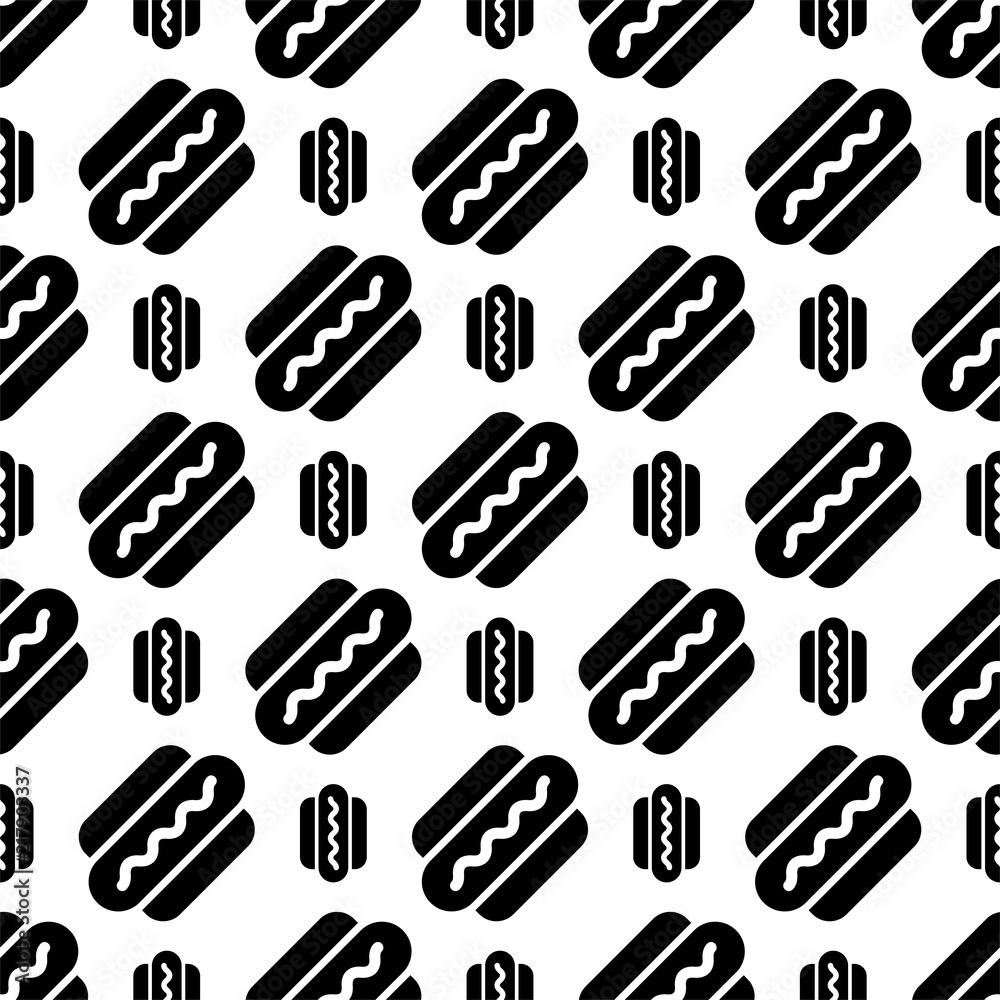 Hot Dog Icon Seamless Pattern