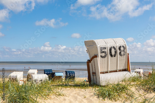 beach chair north sea germany in summer photo