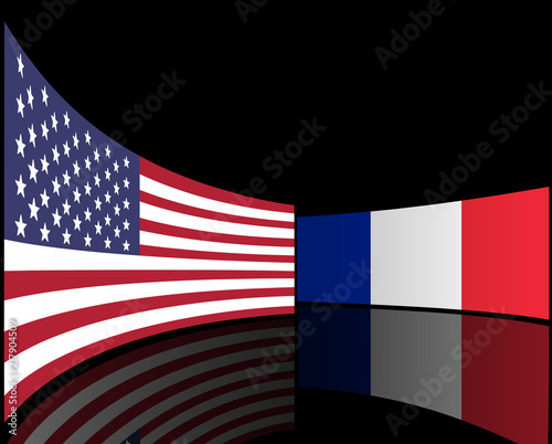 USA  and France flags concept photo