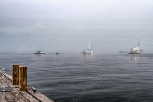 Moored Pleasure Boats in Fog