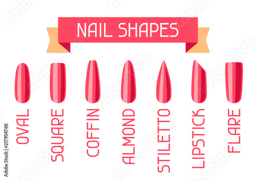 Acrylic nail shapes set.