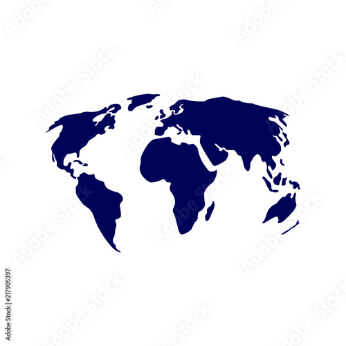 Continents on a white background. Isolated vector illustration on white background