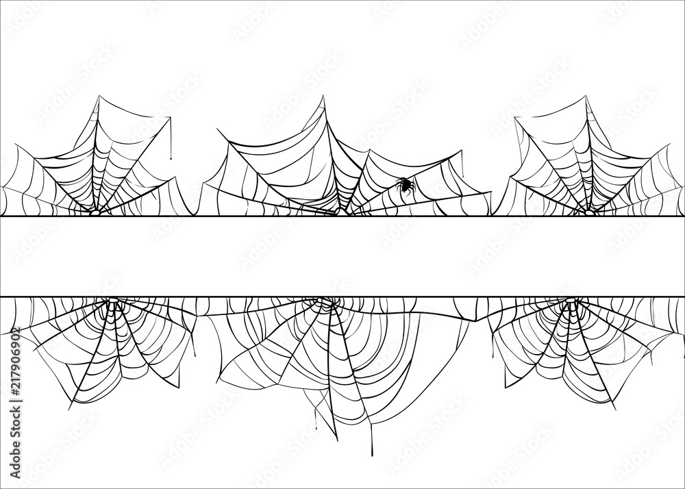 Halloween spiderweb vector border. Cobweb frame background illustration isolated on white
