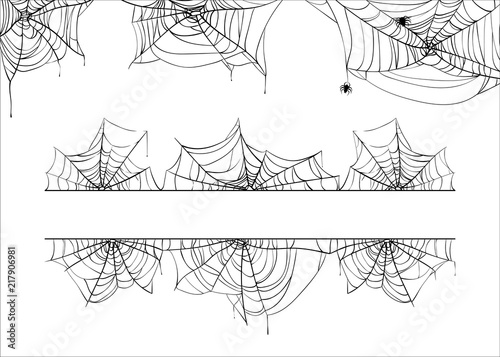 Halloween spiderweb vector border. Cobweb corner frame background illustration isolated on white