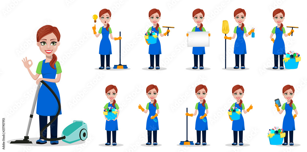 Fototapeta premium Cleaning company staff in uniform